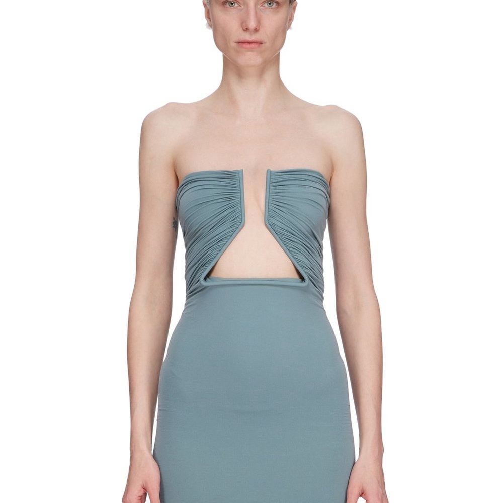 RICK OWENS Prong Ruched Body-Con Minidress - Mouthwash - Picture 5 of 14